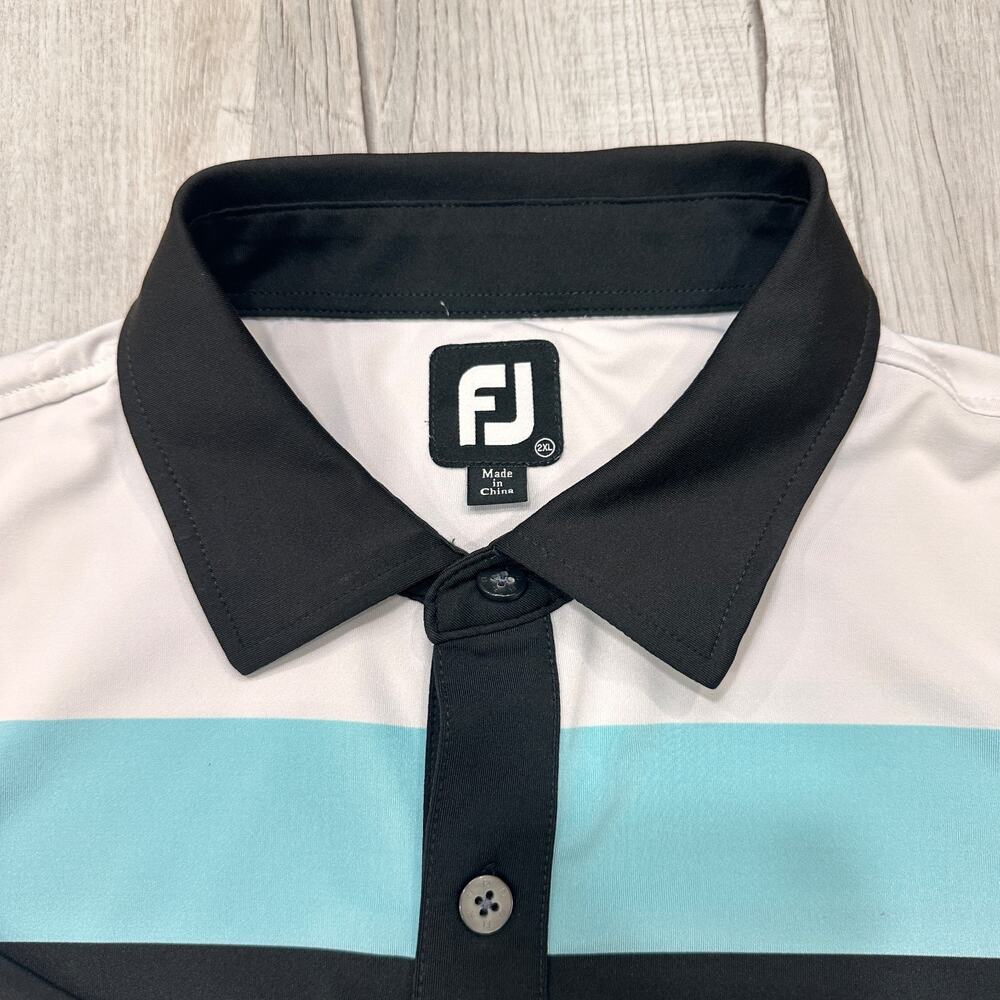 Lot Of 2 Footjoy Polo Shirts Mens 2XL Striped Pattern Performance Golf - Picture 11 of 16